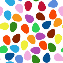 Fototapeta premium Seamless pattern with Easter eggs, cute patterned eggs with polka dots and stripes