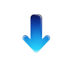 A blue arrow pointing downwards on a black background on transparent background