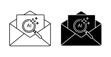 AI Email Automation and Smart Messaging Line Icon