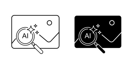 AI Image Processing and Visual Recognition Line Icon
