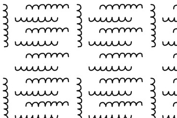 Minimalist wavy scalloped line pattern, hand drawn doodle texture background