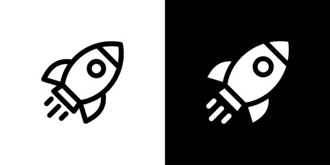 Rocket icon concept with flat Black White Background. Vector illustration. © Redemption_art