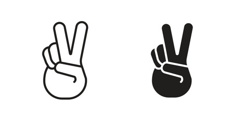 Obraz premium Hand peace icon. Outline and flat icons collection. EPS10