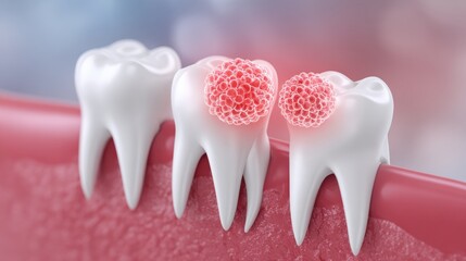 Wisdom Tooth Infection Risk Illustration Showing Gum Inflammation in Educational Style With Clear Space for Text