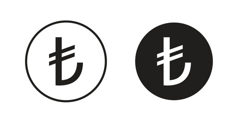 Fototapeta premium Lira signs. Outline and flat icons collection. EPS10
