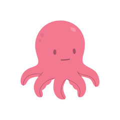 Cartoon octopus with blank face. Calm sea animal character with simple expression, flat illustration for minimal or marine content.