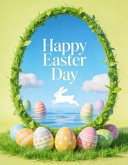 Easter Egg Frame with Bunny Silhouette