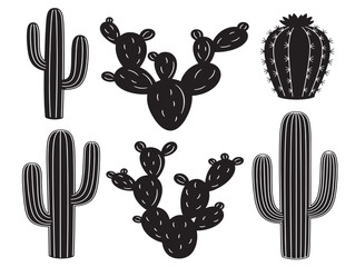 Desert cactus silhouette with a unique and arid landscape design