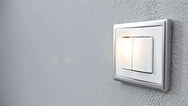 A hand pressing a light switch to turn on electricity in a modern setting