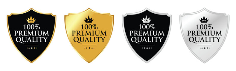 100% Premium Quality Shield Badges: Trusted Guarantee Icons for Products and Brands