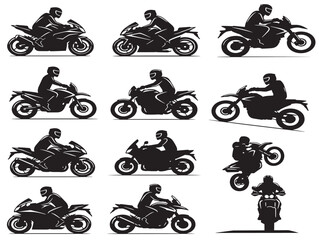 Motorcycle rider silhouette icon black on white background vector