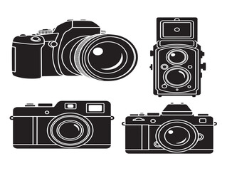 Photography camera silhouette icon black on white background vector