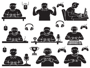 Gamer esports silhouette icon for gaming and competition designs