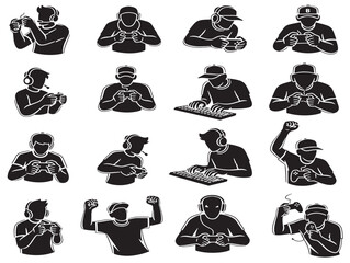 Gamer esports silhouette icon black on white background vector