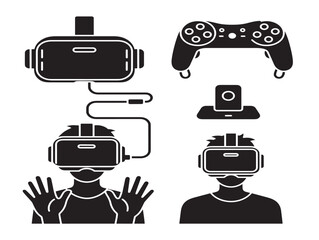 VR technology silhouette icon for virtual reality and tech concepts