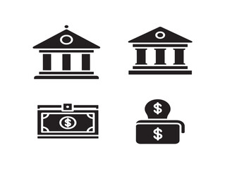 Banking icon silhouette black on white background vector design