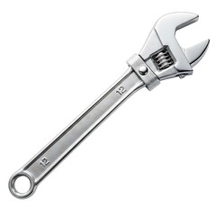 Obraz premium A silver adjustable wrench on transparent background