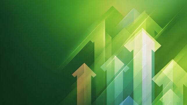 Green Background with Rising Arrows Symbolizing Growth