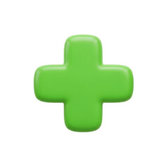 Obraz premium A green plus sign on transparent background used for medical and healthcare symbols