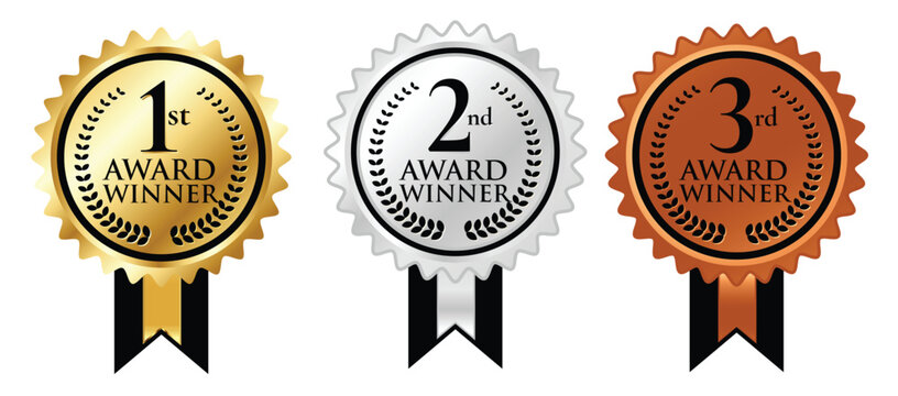 Award Winner Badges Set: 1st 2nd 3rd Place Achievement Seals for Excellence