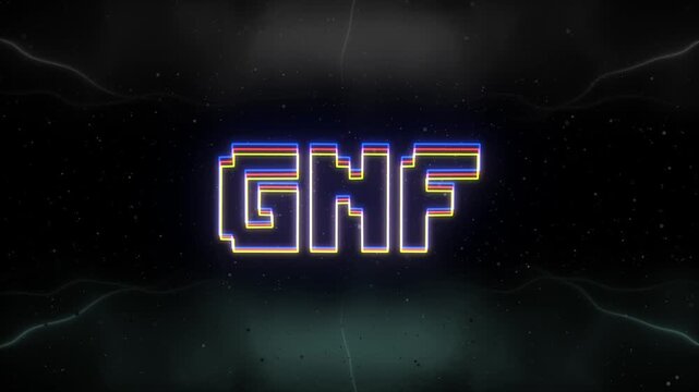 GNF Neon text with retro background