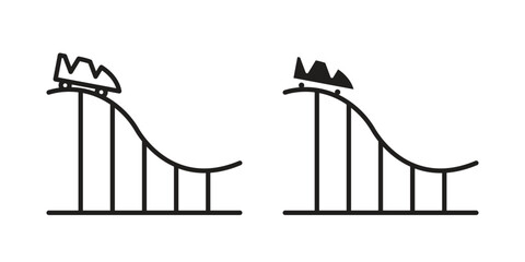 Roller coaster icon. Outline and flat icons collection. EPS10 © Joss