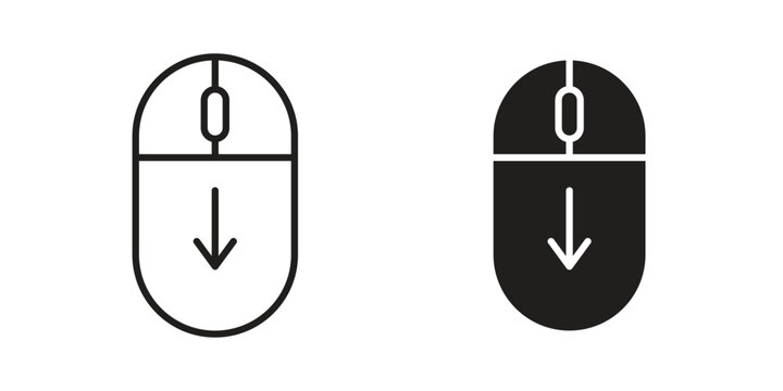 Scroll down computer mouse icon. Outline and flat icons collection. EPS10