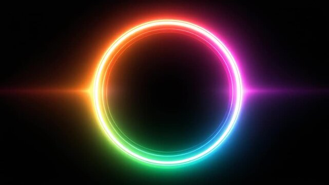 A vibrant ring of light shines, radiating a spectrum of colors against a black backdrop