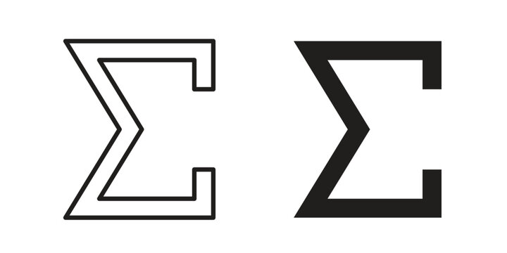 Sigma icon. Outline and flat icons collection. EPS10