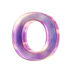 Purple pink iridescent glass font Letter O 3D