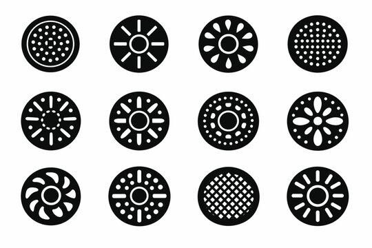 Sink simple silhouette bold plumbing circular generation icon image design solid strainer