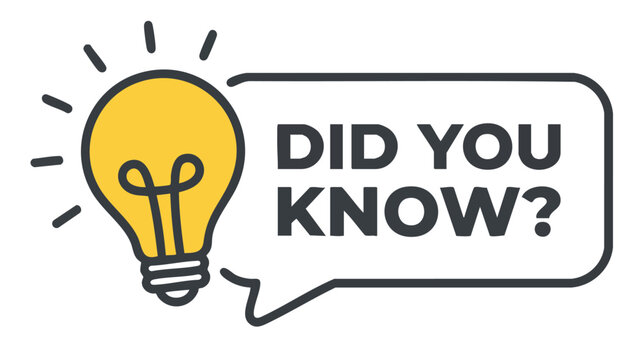 Yellow lightbulb with did you know text yellow circle black text white background