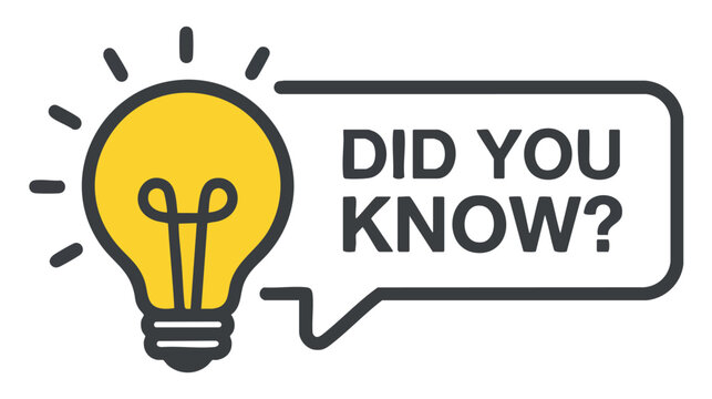 Yellow lightbulb with did you know text yellow circle black text white background