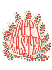 A floral Happy Easter poster with an Easter egg. Banner, poster, or greeting card with a trendy font. Creative card