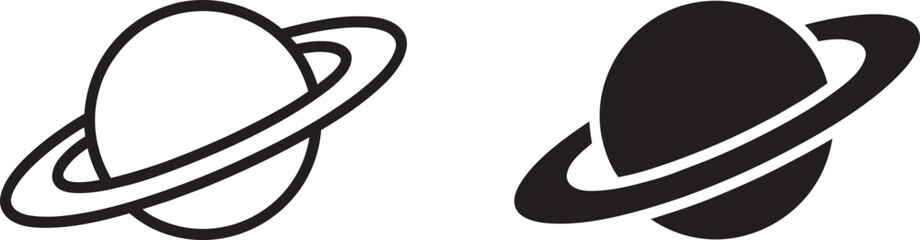 Saturn planet icon with ring system on transparent background cosmic celestial body vector © Bakalia