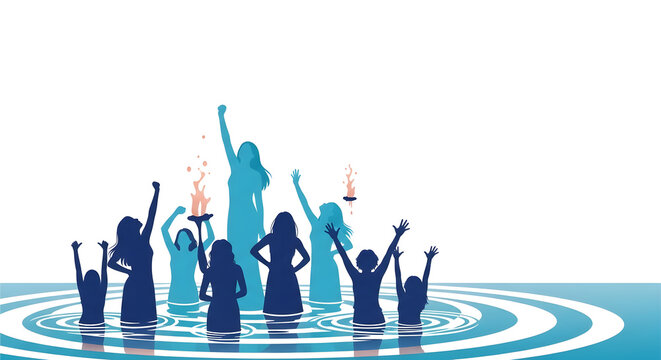 Group female leader water ripple empowerment unity fire torch strength celebration community freedom activism movement justice
