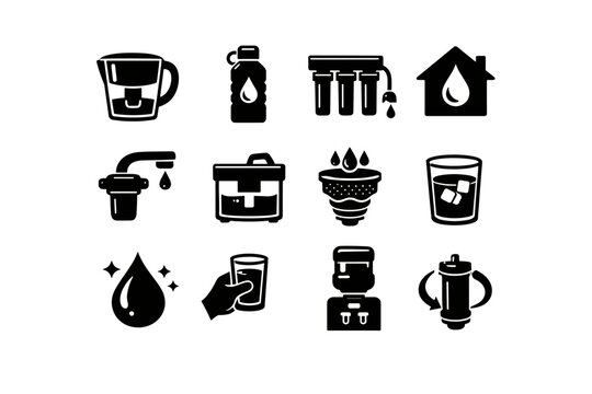 Image household vector kitchen process filtration simple symbols daily icon generation solution
