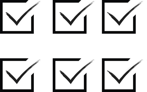 Checkmark box icons in black and styles. perfect for tasks.