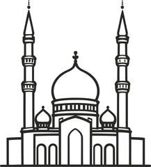 Minimalist black and white mosque sketch