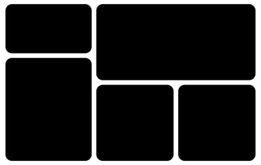Naklejka na ściany i meble Template photo collage 5 pictures empty black color for moodboard, album, bento modern graphic design element