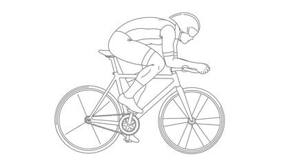 Fototapeta premium Male cyclist riding a road bicycle with dynamic motion on an isolated white background.