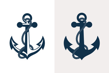 Nautical anchor design with rope details in a minimalist style © Uhnus