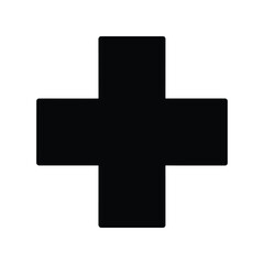 Obraz premium Solid Black Medical Cross Sign Silhouette Icon Vector