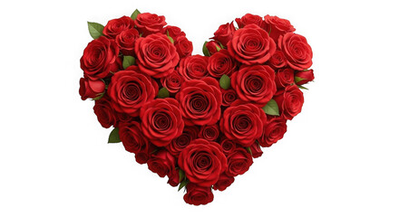 Heart-Shaped Arrangement of Red Roses Symbolizing Love, Romance, and Valentine&rsquo;s Day on Transparent Background