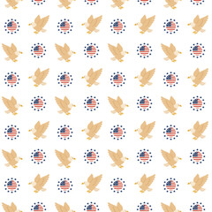 American bald eagle and star flag seamless pattern