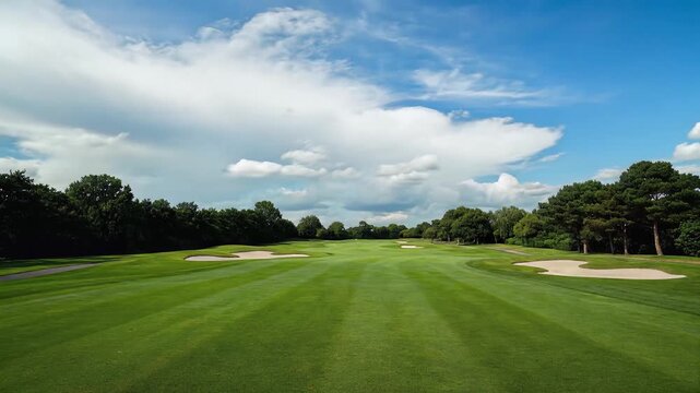 Clouds Drift Over Serene Golf Course Landscape