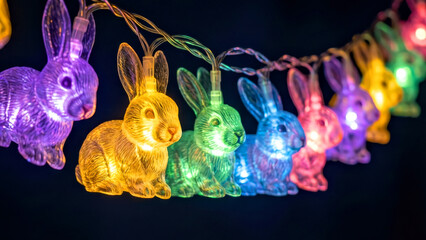 Colorful Rabbit String Lights: Vibrant Festive LED Decoration for Celebrations