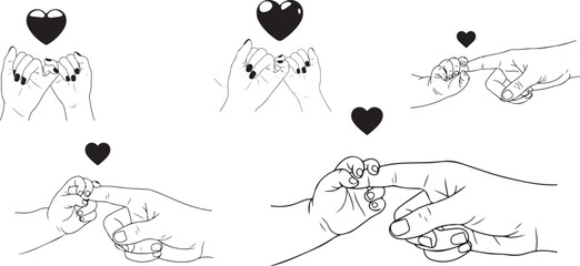 Pinky Promise and Finger Touch Gestures with Hearts