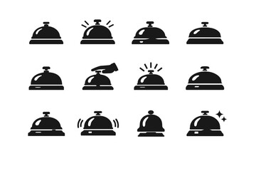 Solid generation icon notification simple silhouette metal service bell receptionist dome vector