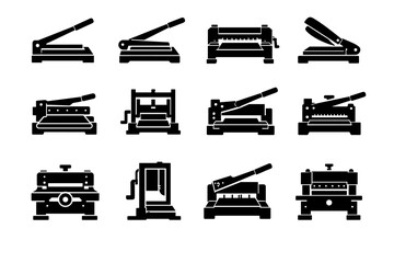 Cutter icon arm cutting hinged processing form icons machine vector paper tool